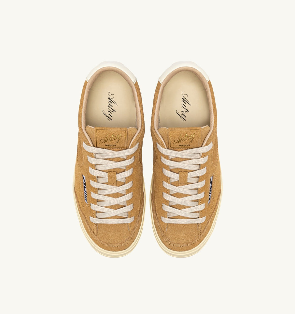 AUTRY WINDSCAPE LOW SNEAKERS IN COPPER BROWN AND MARSHMALLOW SUEDE