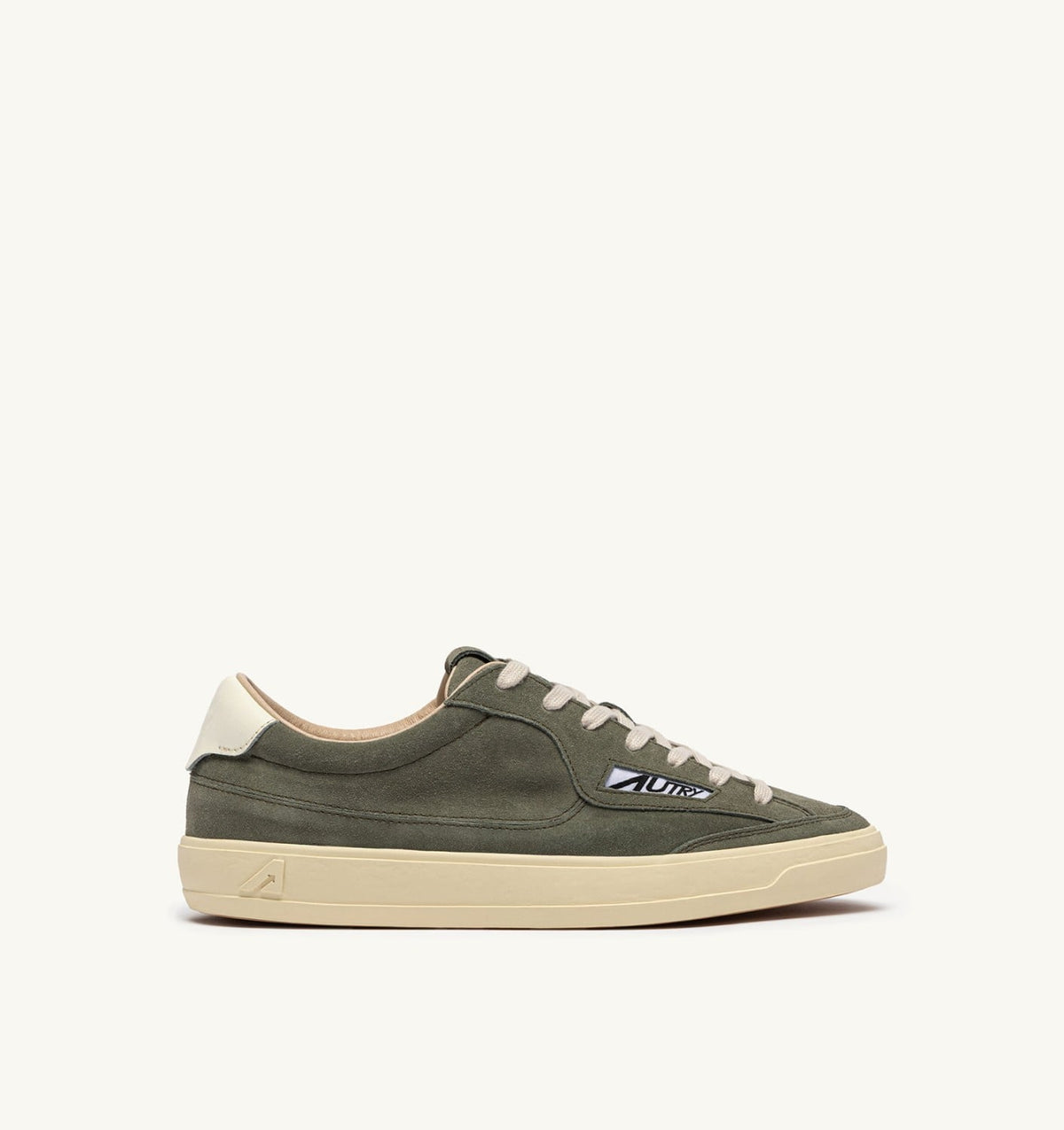 AUTRY WINDSCAPE LOW SNEAKERS IN SMOKED GREEN AND MARSHMALLOW SUEDE