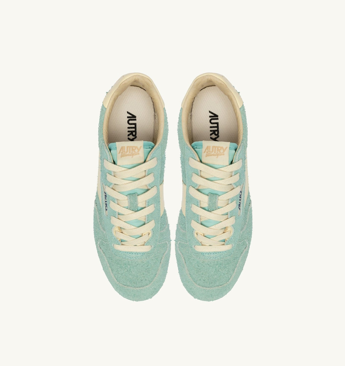 AUTRY WINDSPIN SNEAKERS IN JASMINE AND RUTABAGA SUEDE AND LEATHER