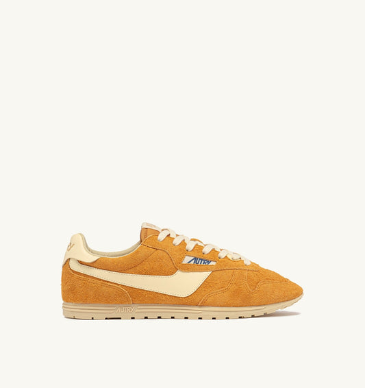 AUTRY SNEAKERS WINDSPIN IN SUEDE AND LEATHER COLOR CADMIUM AND RUTABAGA