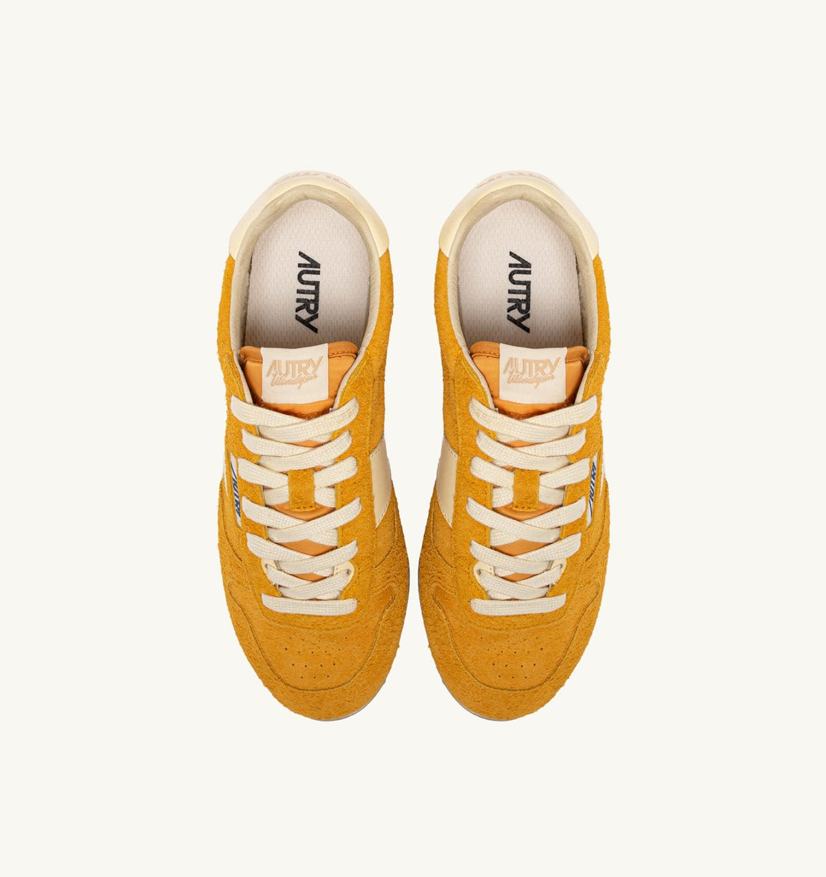 AUTRY SNEAKERS WINDSPIN IN SUEDE AND LEATHER COLOR MINERAL YELLOW AND RUTABAGA