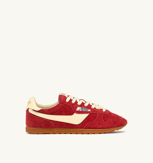 AUTRY SNEAKERS WINDSPIN IN SUEDE AND LEATHER COLOR IMPERIAL RED AND RUTABAGA