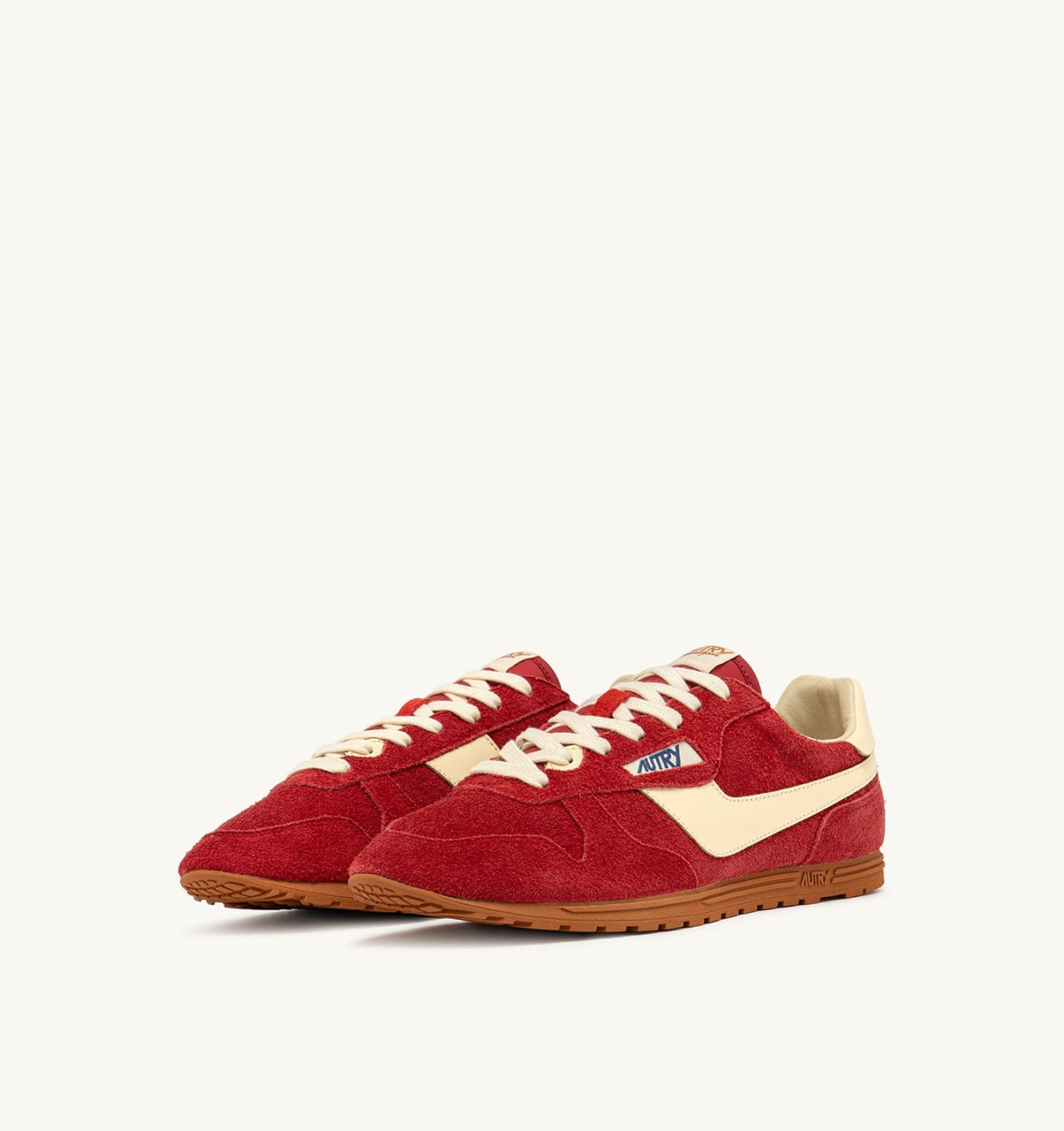 AUTRY SNEAKERS WINDSPIN IN SUEDE AND LEATHER COLOR IMPERIAL RED AND RUTABAGA