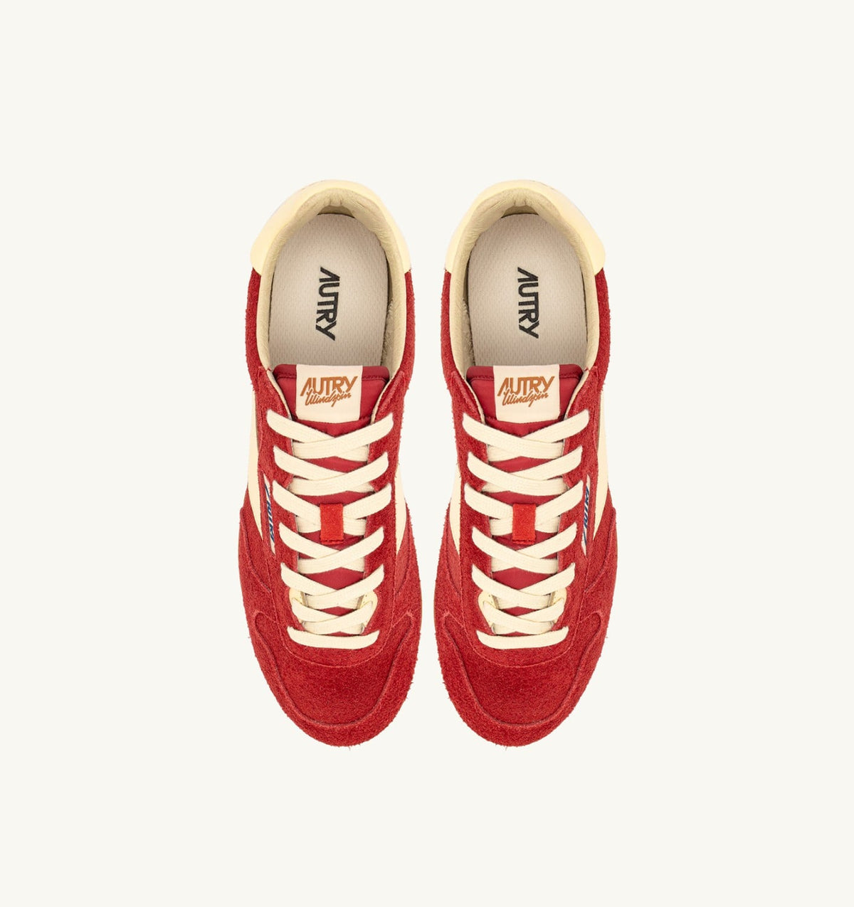 AUTRY SNEAKERS WINDSPIN IN SUEDE AND LEATHER COLOR IMPERIAL RED AND RUTABAGA