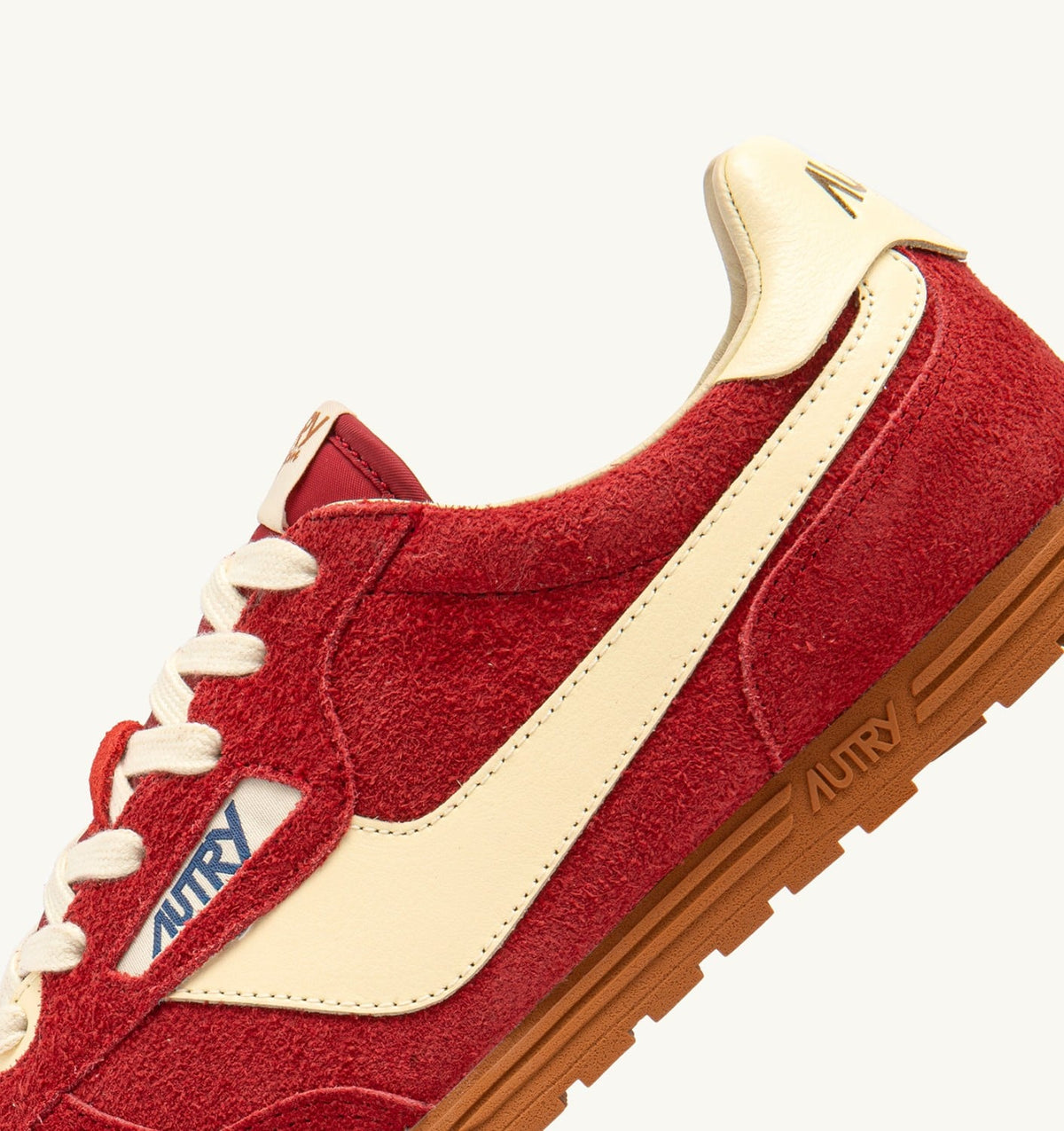 AUTRY SNEAKERS WINDSPIN IN SUEDE AND LEATHER COLOR IMPERIAL RED AND RUTABAGA