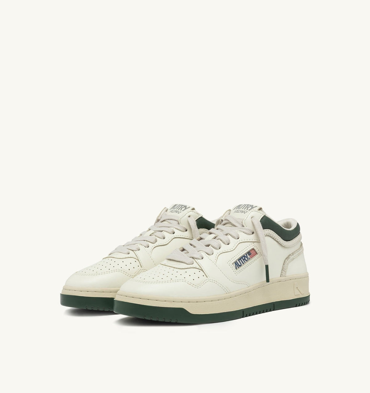 AUTRY MED-WAY SNEAKERS IN LEATHER COLOR MARSHMALLOW AND MOUNTAIN