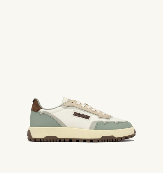 AUTRY WILDPACE LOW SNEAKERS IN MARSHMALLOW AND SEA GRASS CORDURA AND LEATHER