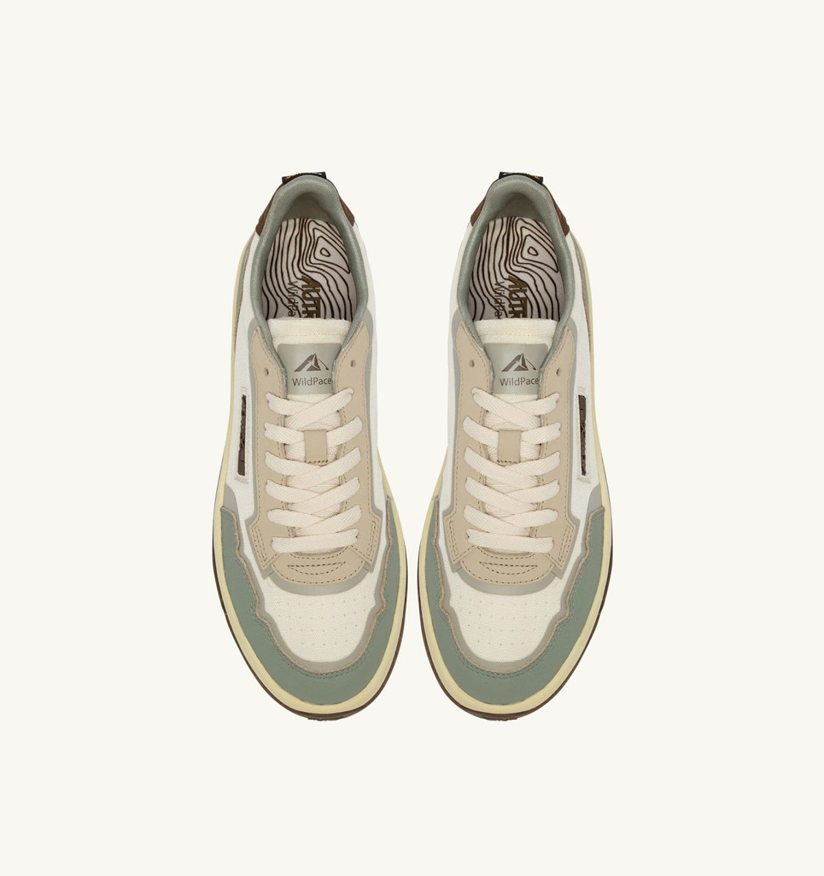 AUTRY WILDPACE LOW SNEAKERS IN MARSHMALLOW AND SEA GRASS CORDURA AND LEATHER