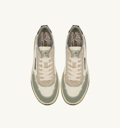 AUTRY WILDPACE LOW SNEAKERS IN MARSHMALLOW AND SEA GRASS CORDURA AND LEATHER