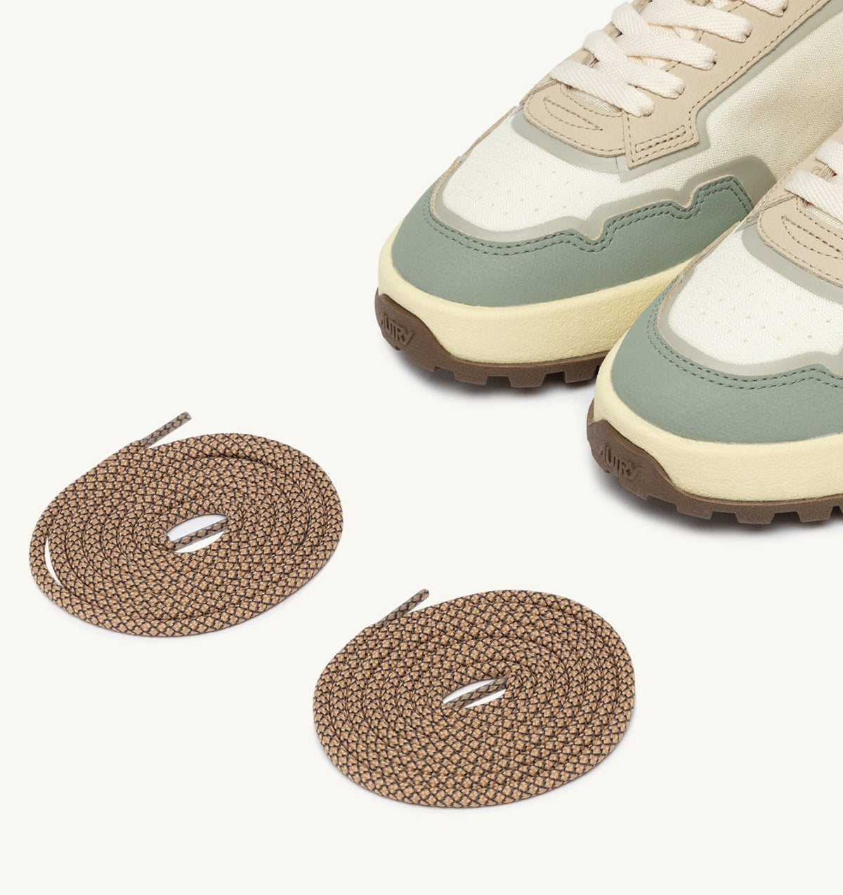 AUTRY WILDPACE LOW SNEAKERS IN MARSHMALLOW AND SEA GRASS CORDURA AND LEATHER