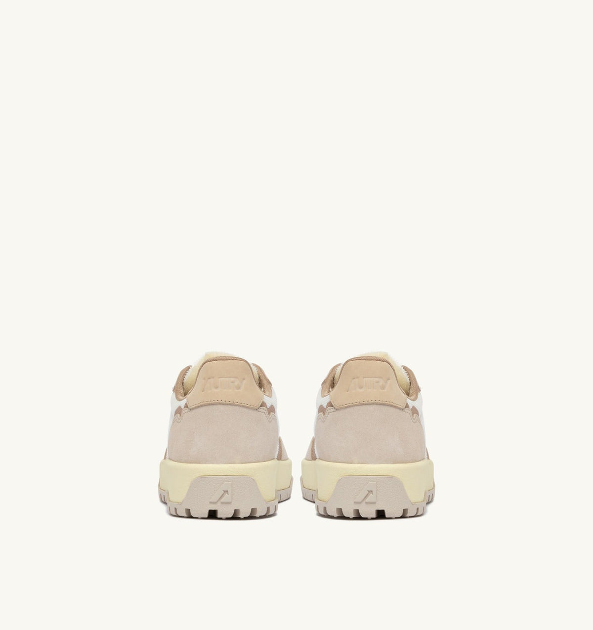 AUTRY WILDPACE LOW SNEAKERS IN WHISPER WHITE AND SAND DRAGON MESH AND SUEDE
