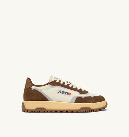 AUTRY WILDPACE SNEAKERS IN MARSHMALLOW AND CIGAR DRAGON MESH AND SUEDE