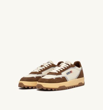 AUTRY WILDPACE SNEAKERS IN MARSHMALLOW AND CIGAR DRAGON MESH AND SUEDE