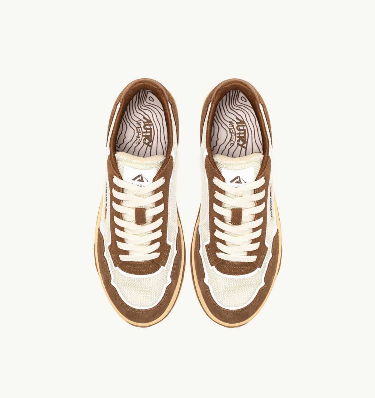 AUTRY WILDPACE SNEAKERS IN MARSHMALLOW AND CIGAR DRAGON MESH AND SUEDE