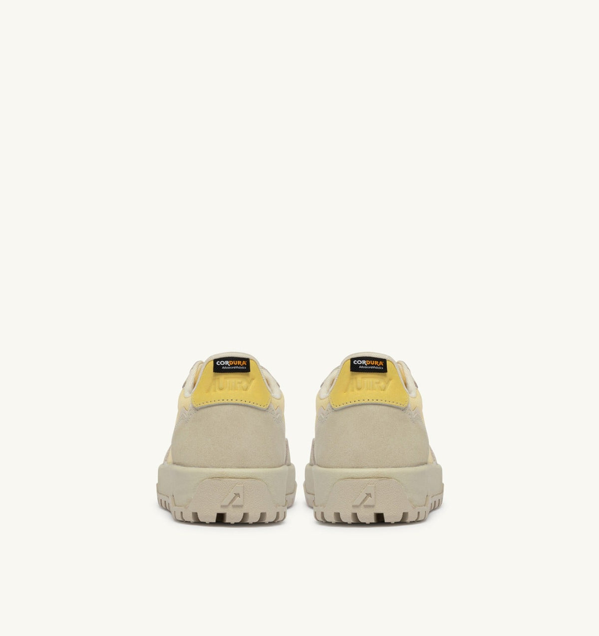 AUTRY WILDPACE LOW SNEAKERS IN WHITE AND LEMON MERINGUE CORDURA AND SUEDE