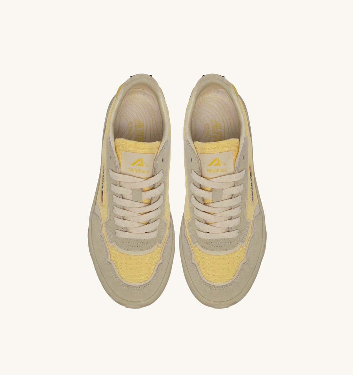 AUTRY WILDPACE LOW SNEAKERS IN WHITE AND LEMON MERINGUE CORDURA AND SUEDE