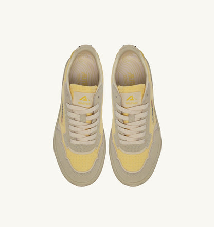 AUTRY WILDPACE LOW SNEAKERS IN WHITE AND LEMON MERINGUE CORDURA AND SUEDE