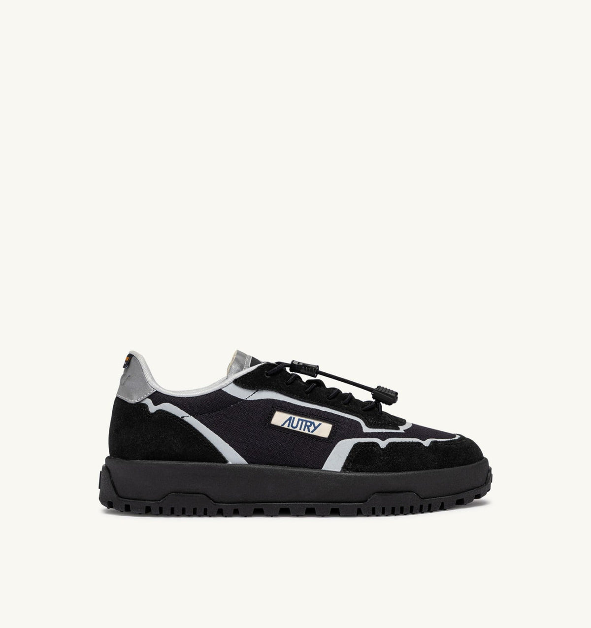 AUTRY WILDPACE LOW SNEAKERS IN BLACK AND SILVER RIPSTOP NYLON AND SUEDE