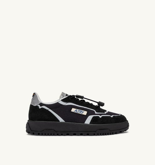 AUTRY WILDPACE LOW SNEAKERS IN BLACK AND SILVER RIPSTOP NYLON AND SUEDE