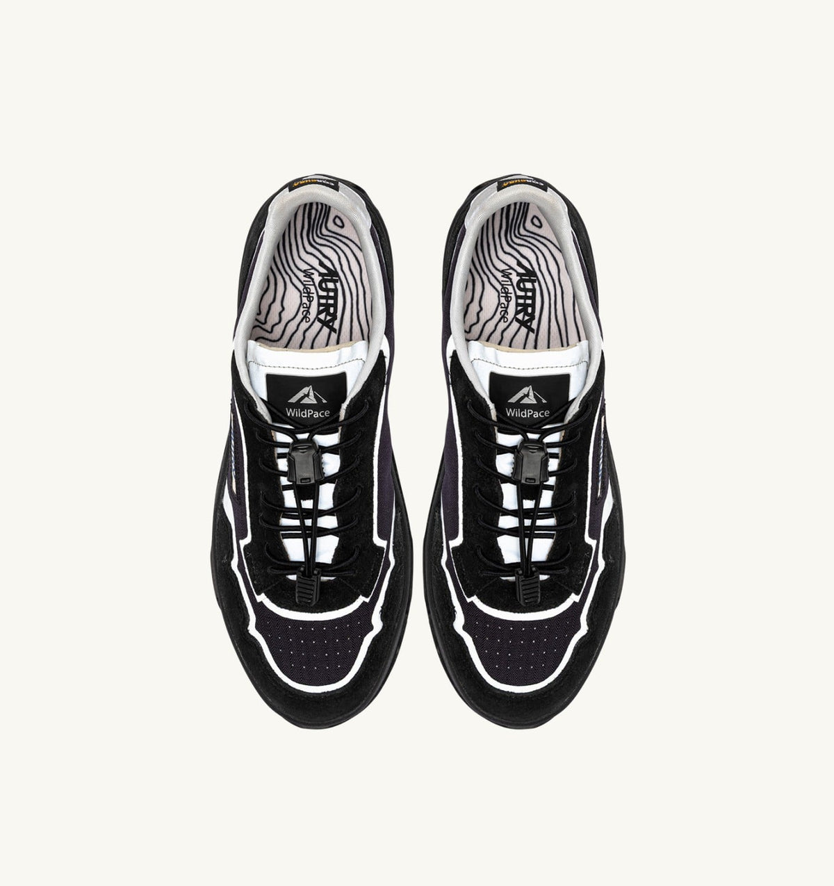 AUTRY WILDPACE LOW SNEAKERS IN BLACK AND SILVER RIPSTOP NYLON AND SUEDE