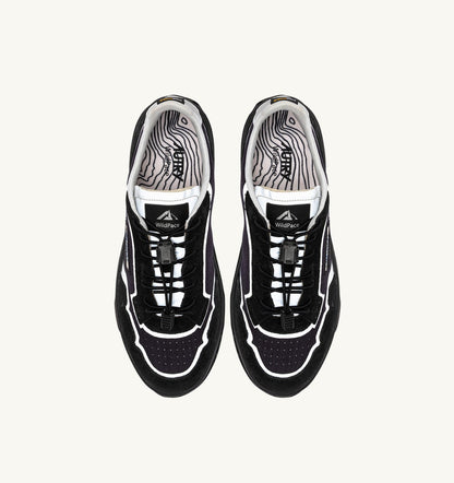 AUTRY WILDPACE LOW SNEAKERS IN BLACK AND SILVER RIPSTOP NYLON AND SUEDE
