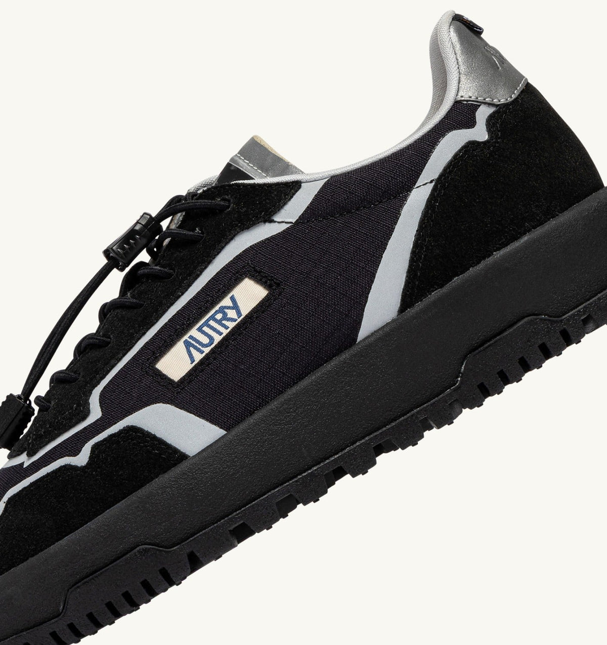 AUTRY WILDPACE LOW SNEAKERS IN BLACK AND SILVER RIPSTOP NYLON AND SUEDE