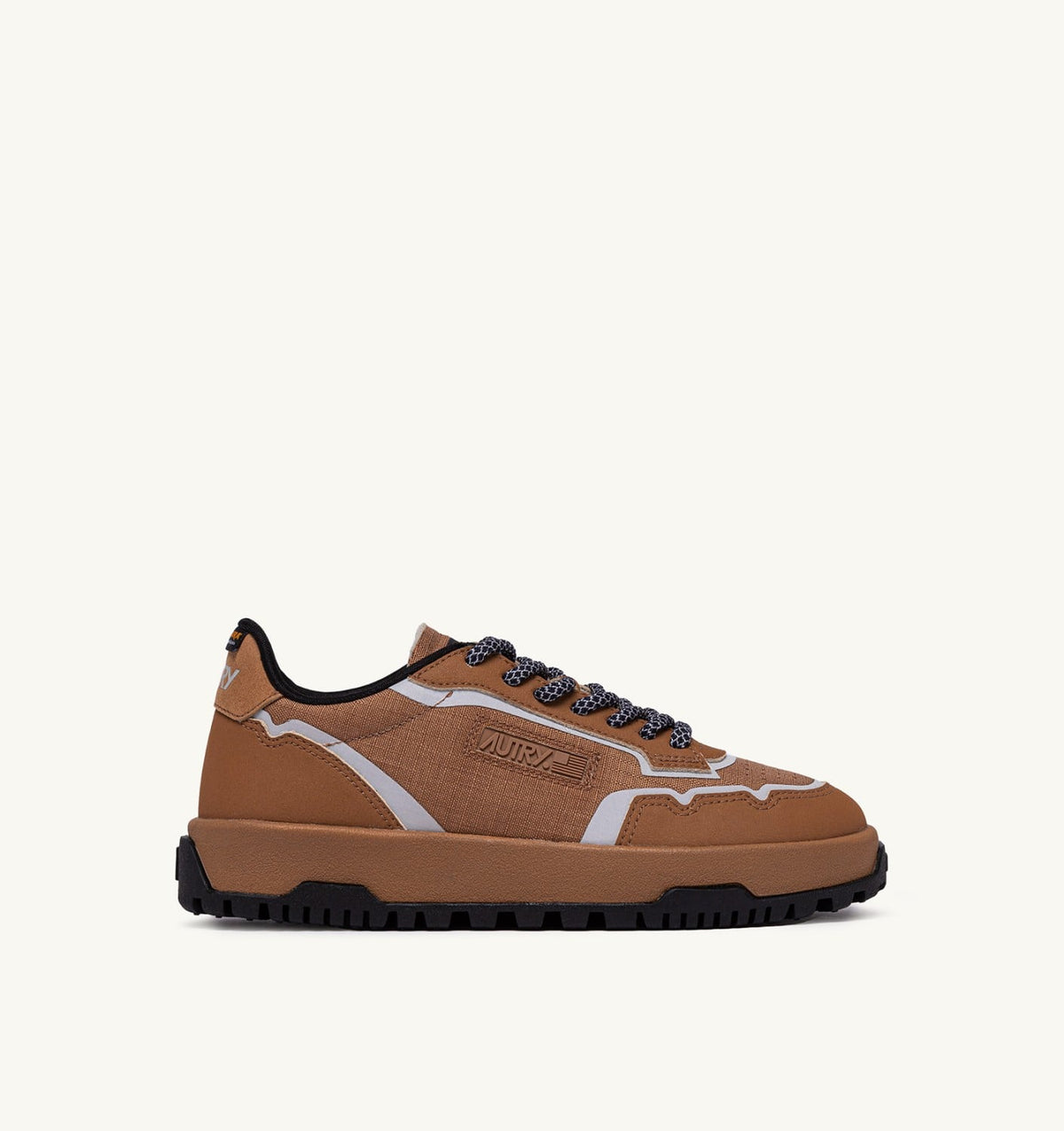 AUTRY WILDPACE LOW SNEAKERS IN RIPSTOP NYLON AND LEATHER COLOR BROWN SUGAR AND REFLEX