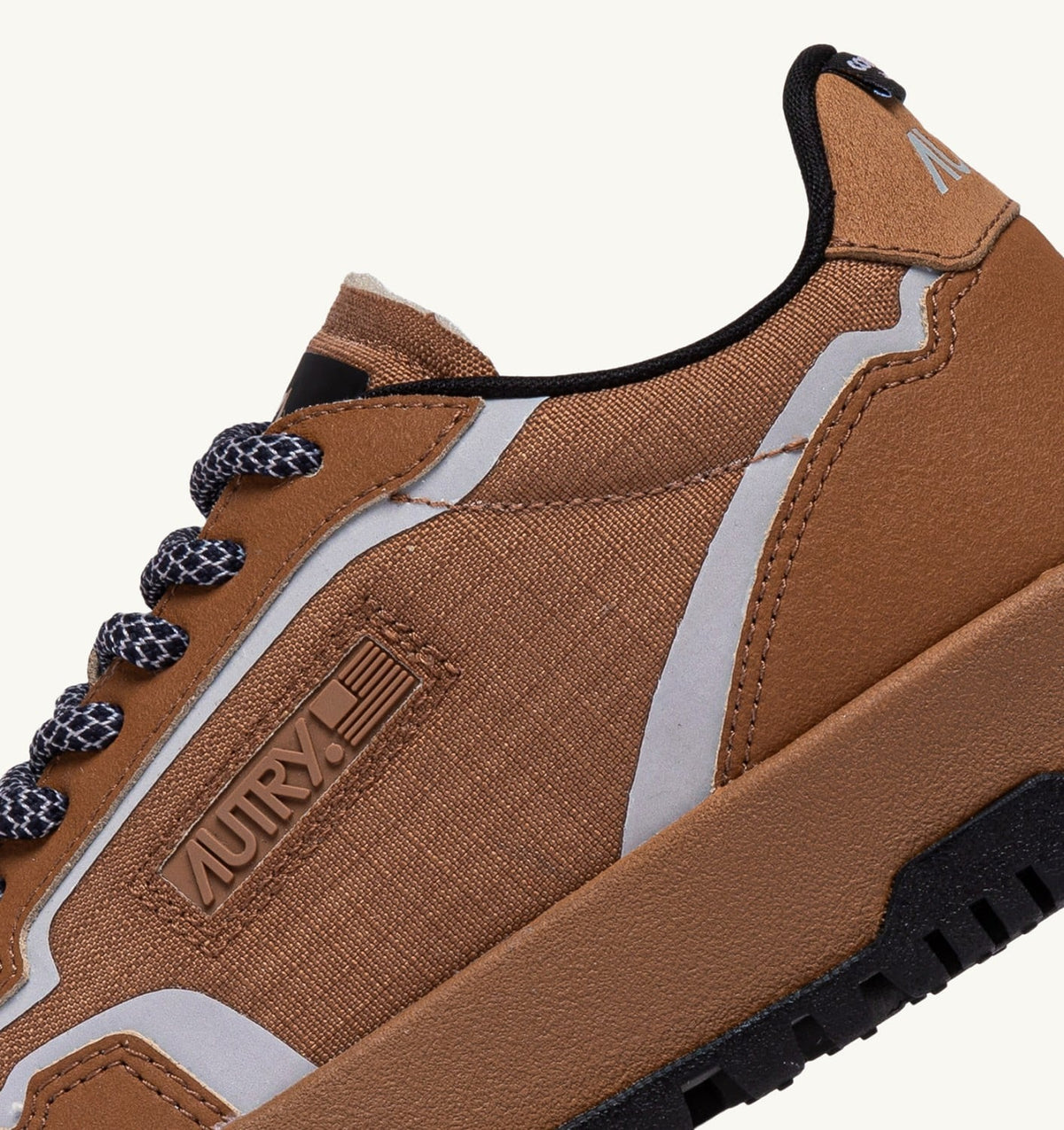 AUTRY WILDPACE LOW SNEAKERS IN RIPSTOP NYLON AND LEATHER COLOR BROWN SUGAR AND REFLEX