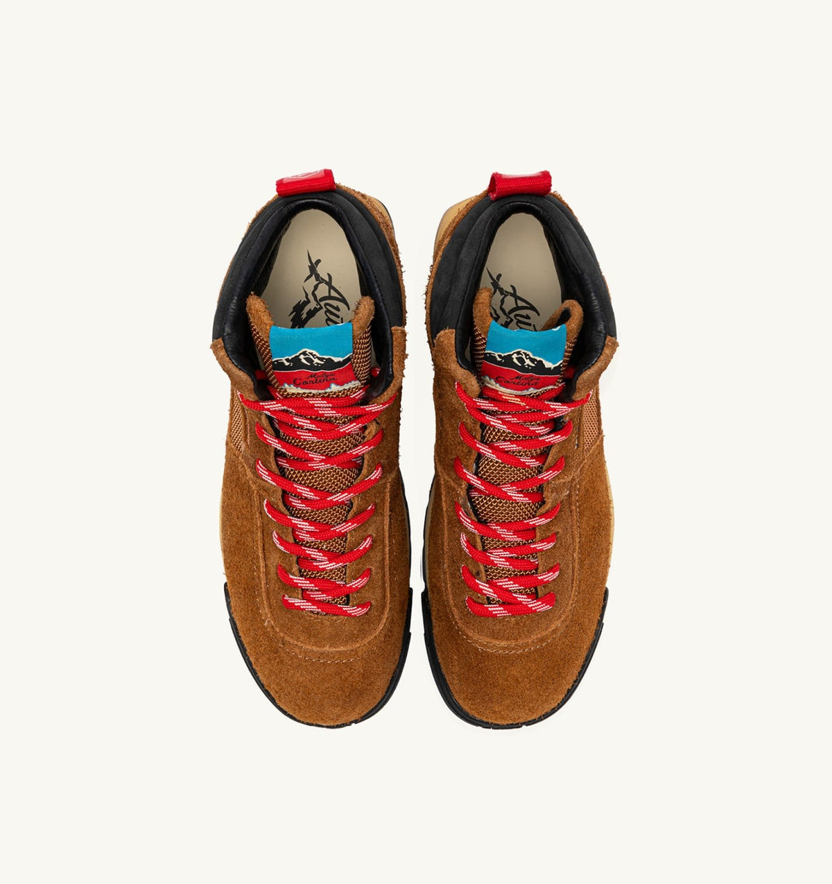 AUTRY MALGA CORTINA IN CHESTNUT AND FLAME SCARLET SUEDE