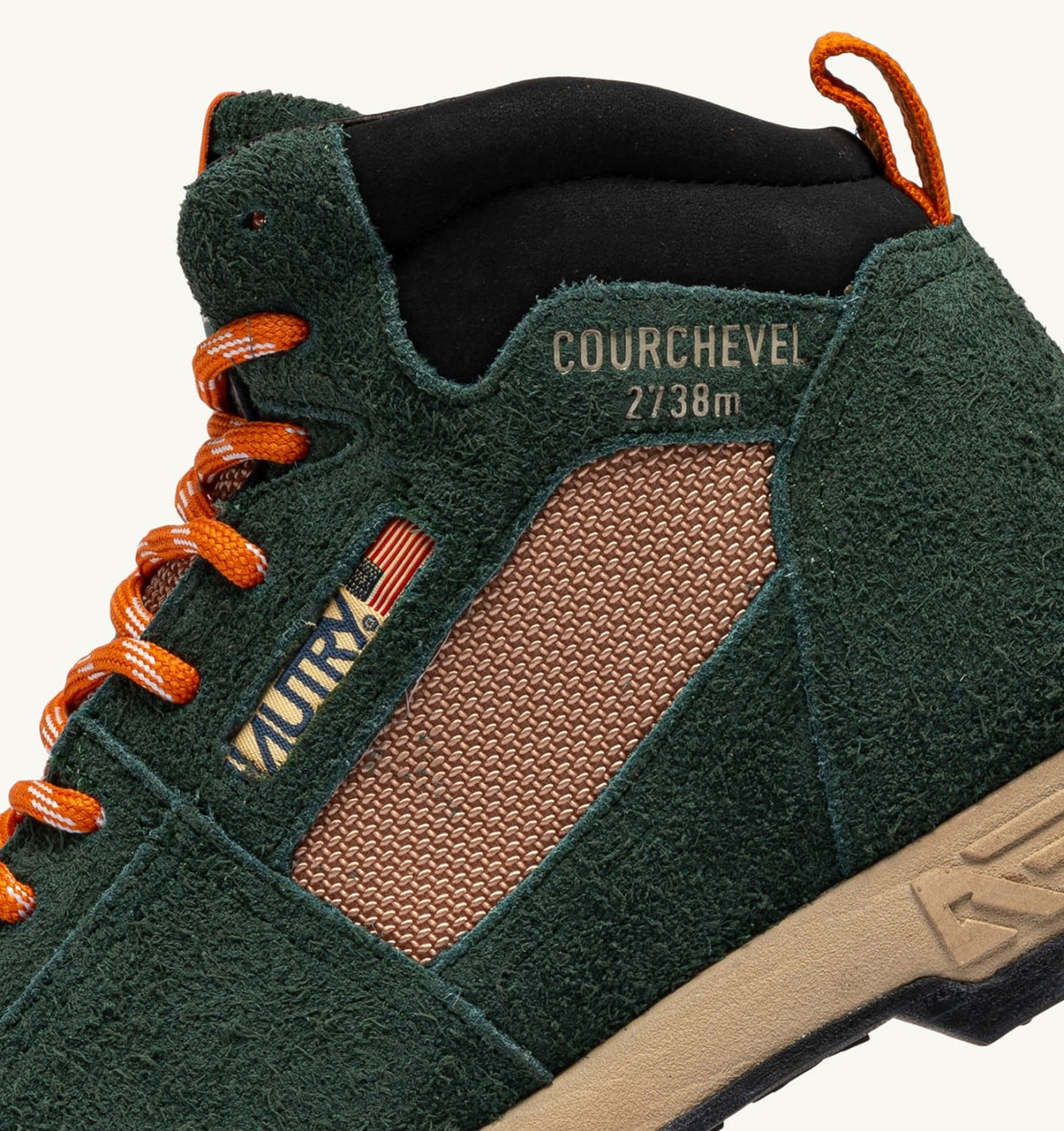 AUTRY MALGA COURCHEVEL IN PINE AND ORANGE OCHRE SUEDE