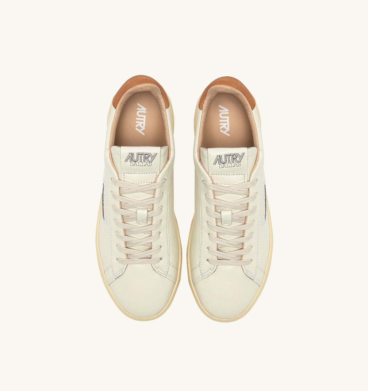 AUTRY DALLAS LOW SNEAKERS IN MARSHMALLOW AND BROWN SUGAR LEATHER