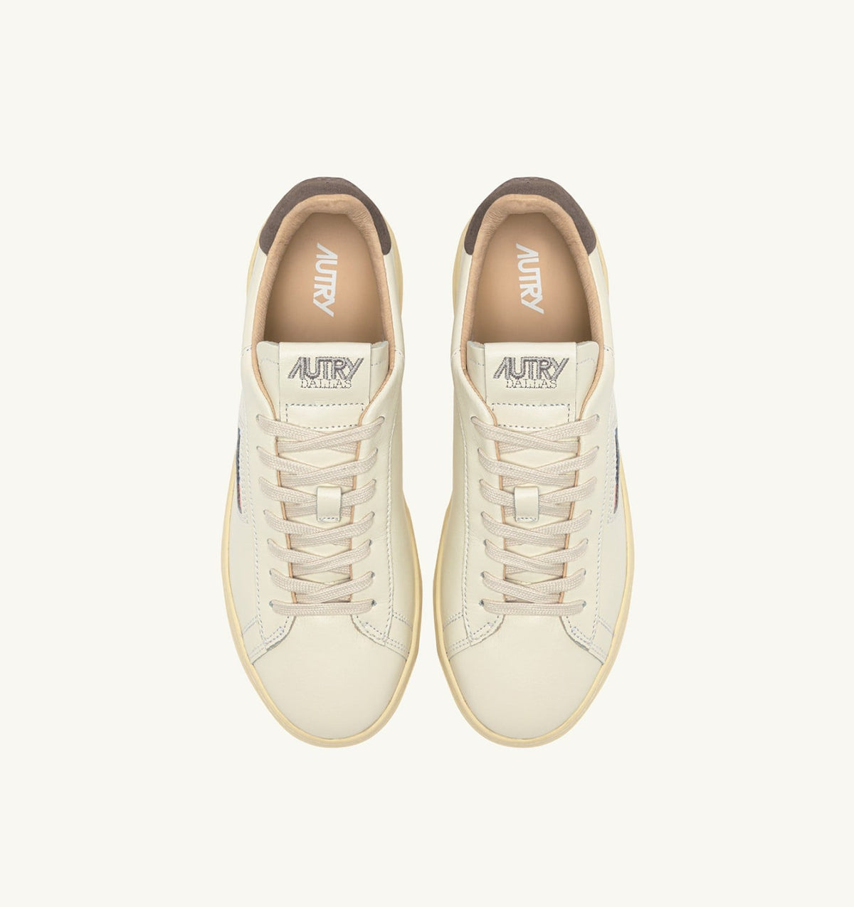 AUTRY DALLAS LOW SNEAKERS IN MARSHMALLOW AND MOREL LEATHER