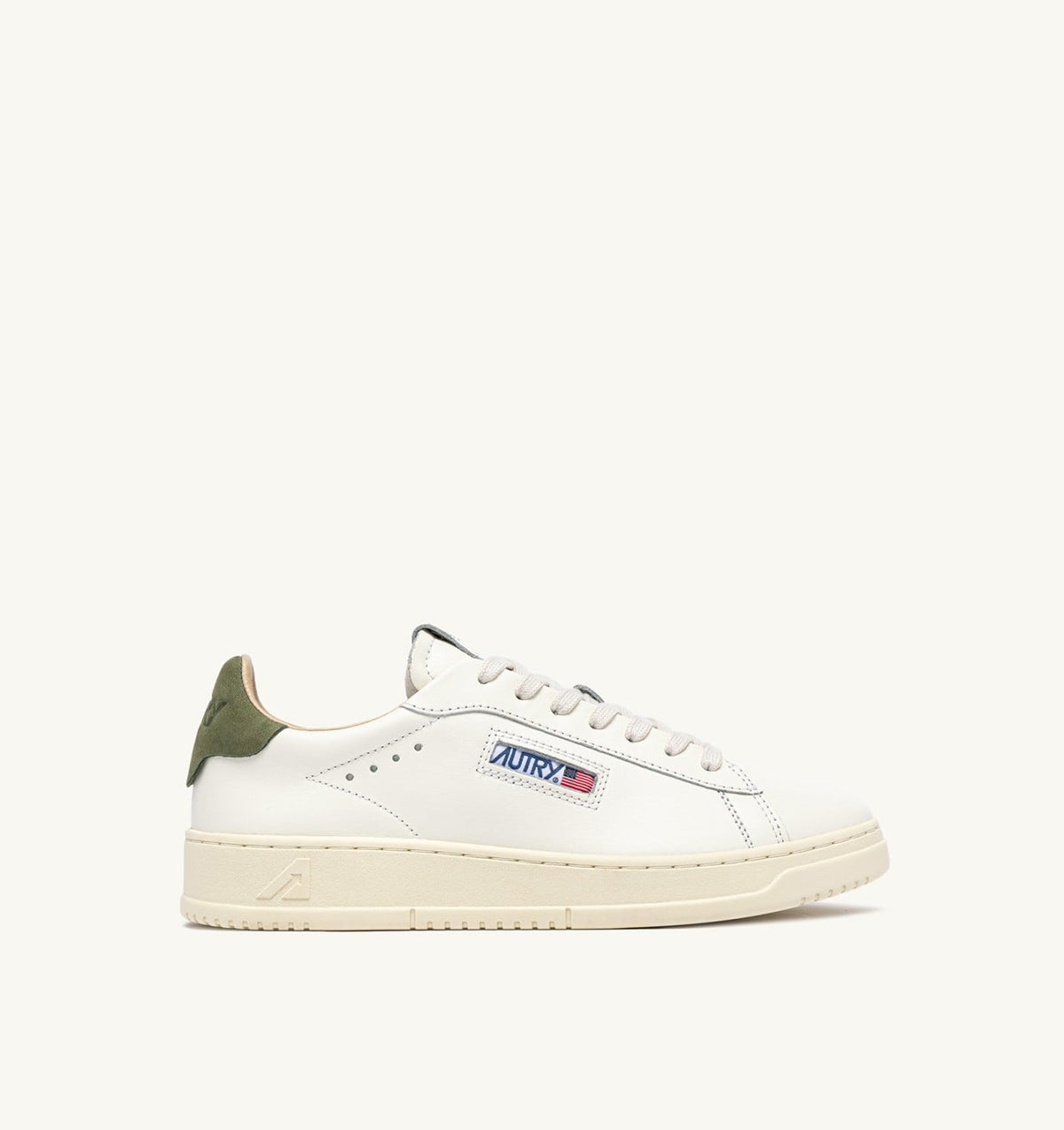 AUTRY DALLAS LOW SNEAKERS IN LODEN GREEN AND MARSHMALLOW LEATHER