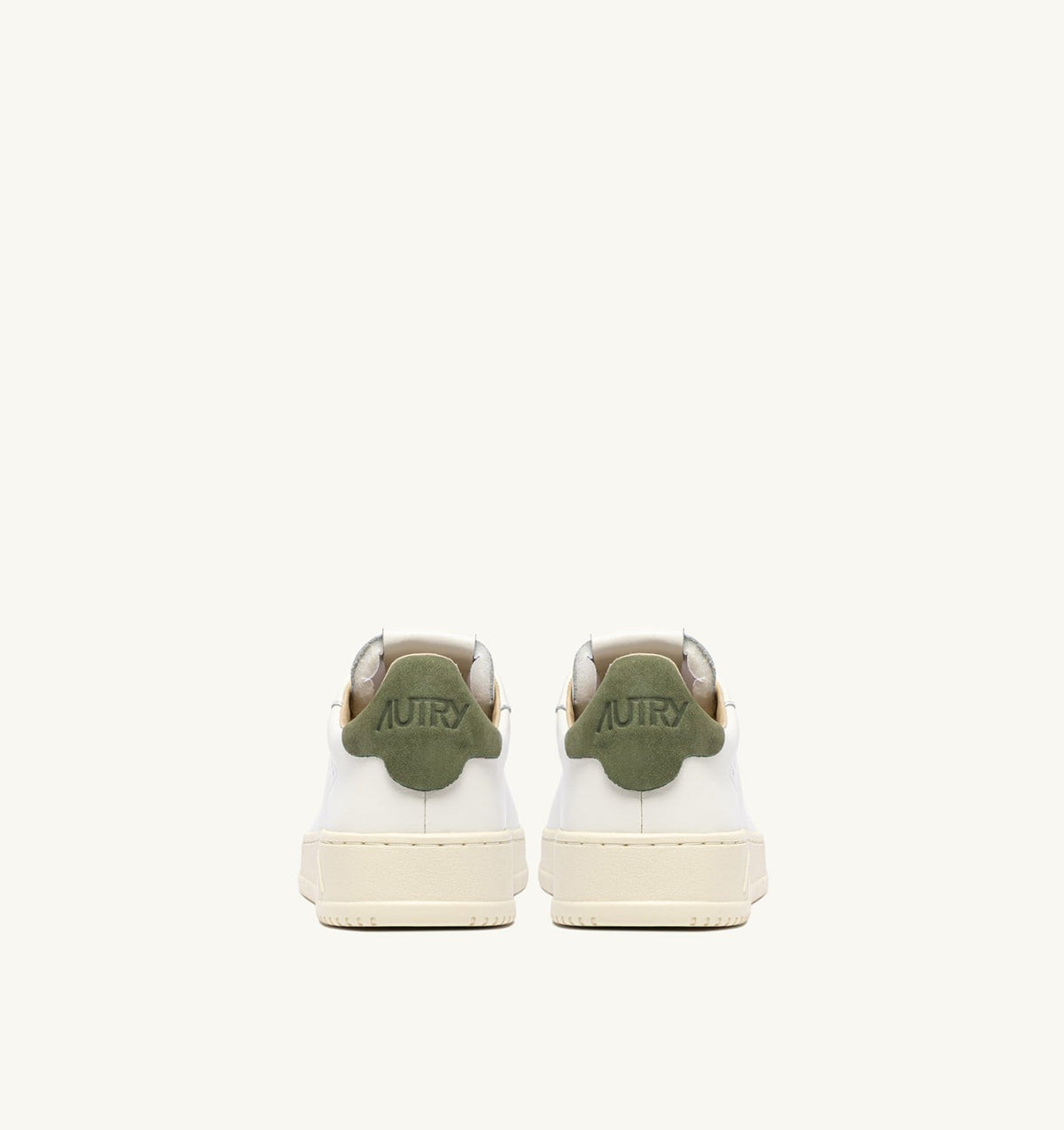 AUTRY DALLAS LOW SNEAKERS IN LODEN GREEN AND MARSHMALLOW LEATHER