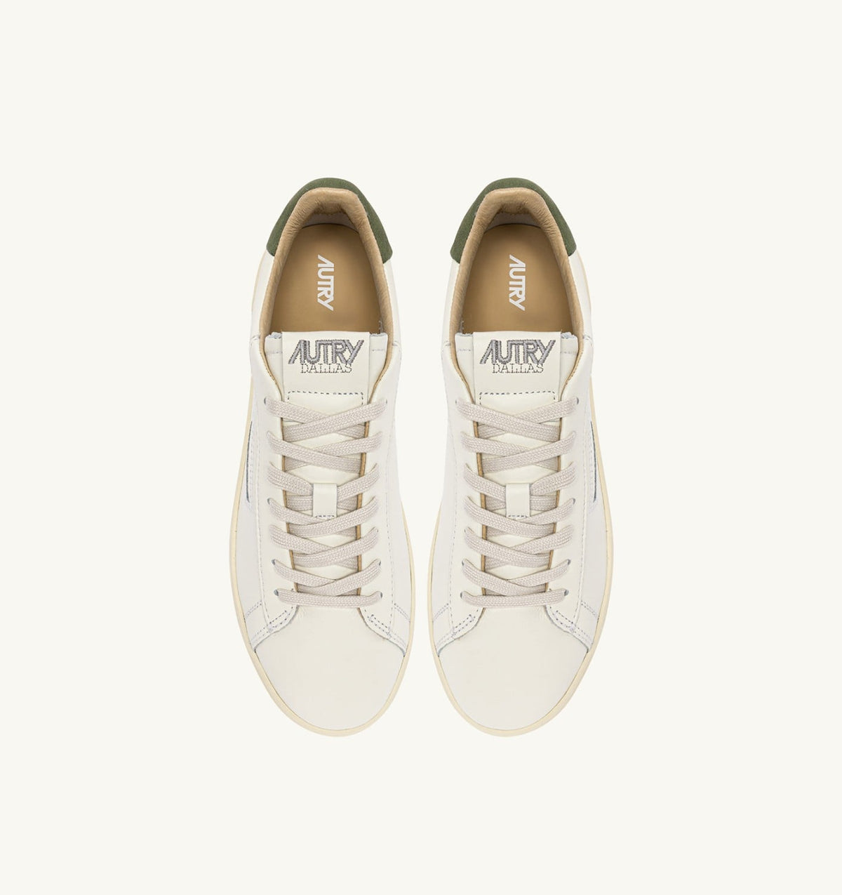 AUTRY DALLAS LOW SNEAKERS IN LODEN GREEN AND MARSHMALLOW LEATHER