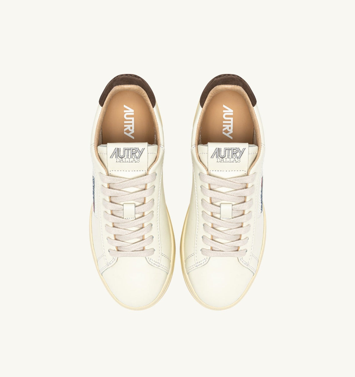 AUTRY DALLAS LOW SNEAKERS IN TEAK AND MARSHMALLOW LEATHER