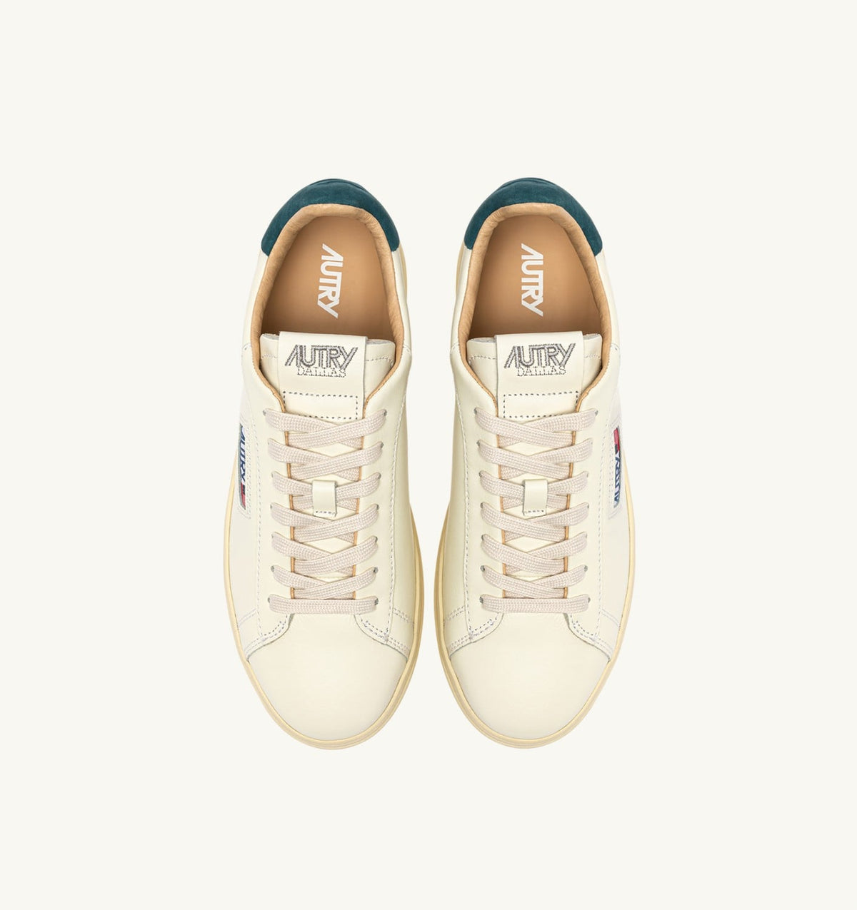 AUTRY DALLAS LOW SNEAKERS IN MARSHMALLOW AND DARK SEA LEATHER