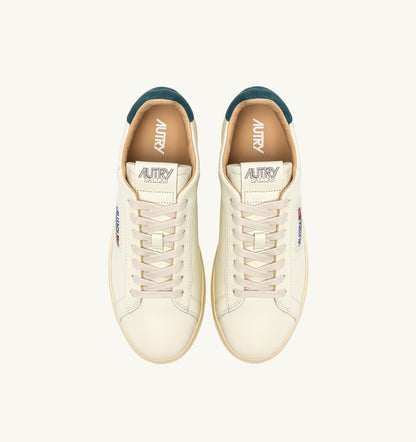AUTRY DALLAS LOW SNEAKERS IN MARSHMALLOW AND DARK SEA LEATHER