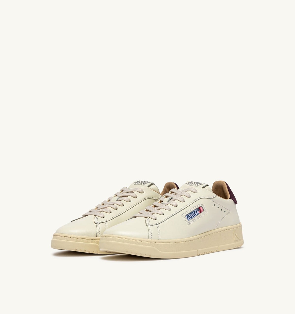 AUTRY DALLAS LOW SNEAKERS IN MARSHMALLOW AND FIG LEATHER