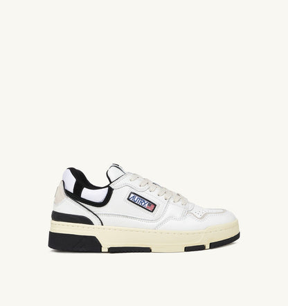 AUTRY CLC LOW SNEAKERS IN WHITE LEATHER AND BLACK SUEDE