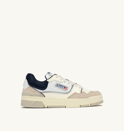 AUTRY SNEAKERS CLC LOW IN WHITE SAND AND SPACE BLUE LEATHER AND SUEDE