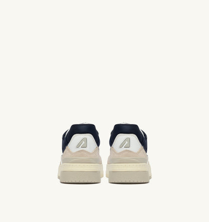 AUTRY SNEAKERS CLC LOW IN WHITE SAND AND SPACE BLUE LEATHER AND SUEDE