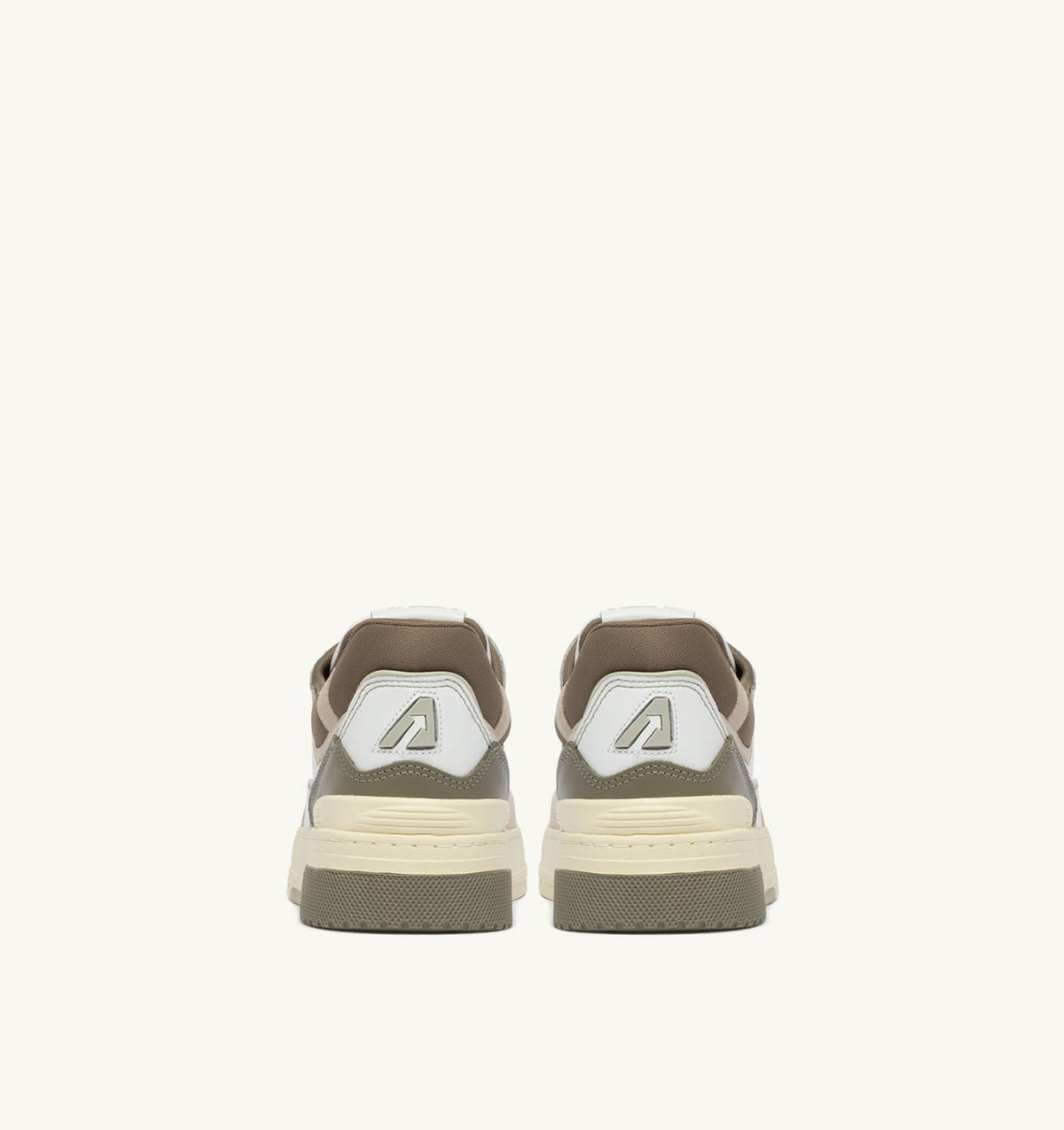AUTRY SNEAKERS CLC LOW IN WHITE PELICAN AND COVERT GREEN LEATHER AND SUEDE