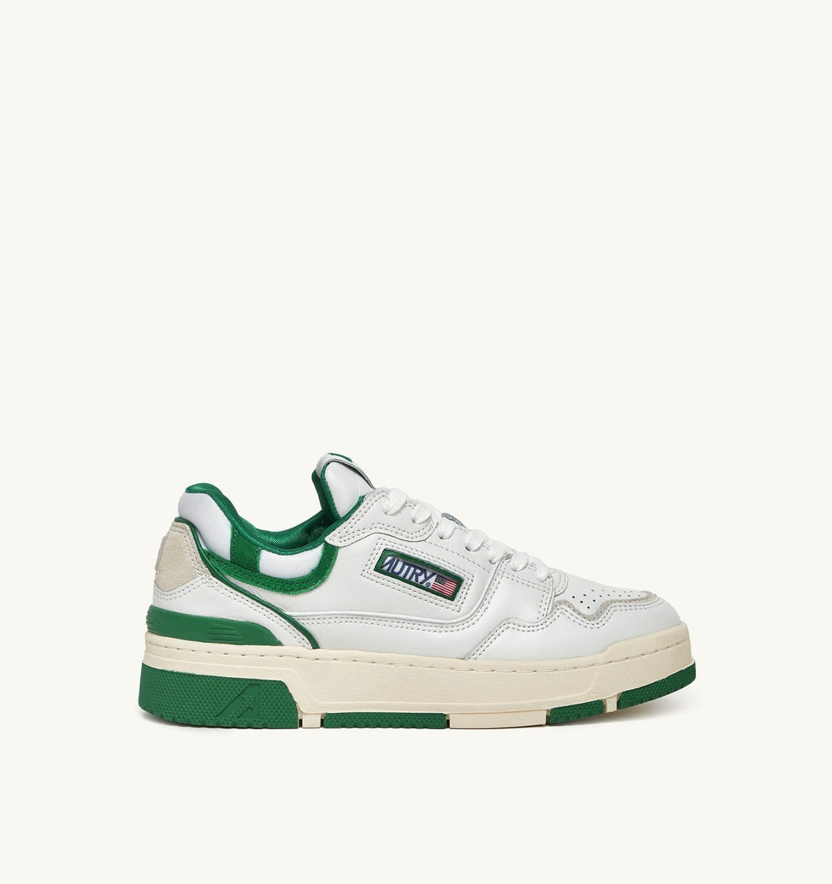 AUTRY CLC LOW SNEAKERS IN WHITE LEATHER AND AMAZON SUEDE