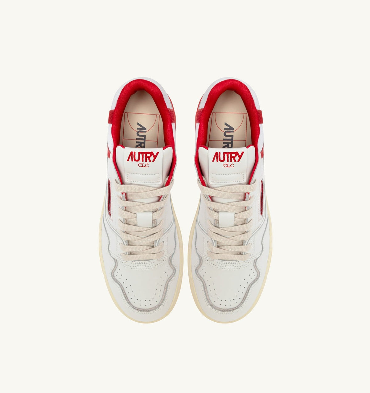 AUTRY SNEAKERS CLC LOW IN WHITE AND VIRGIN RED LEATHER