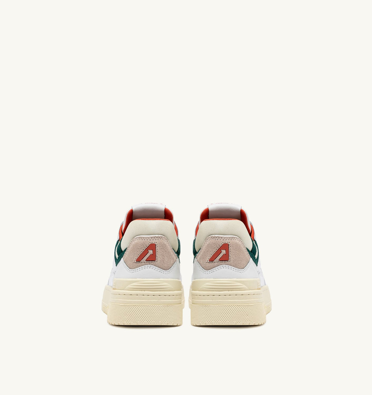 AUTRY CLC LOW SNEAKERS IN WHITE LEATHER AND FOREST SUEDE