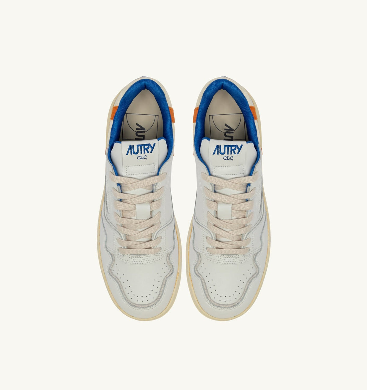AUTRY SNEAKERS CLC LOW IN WHITE AND FANTA LEATHER
