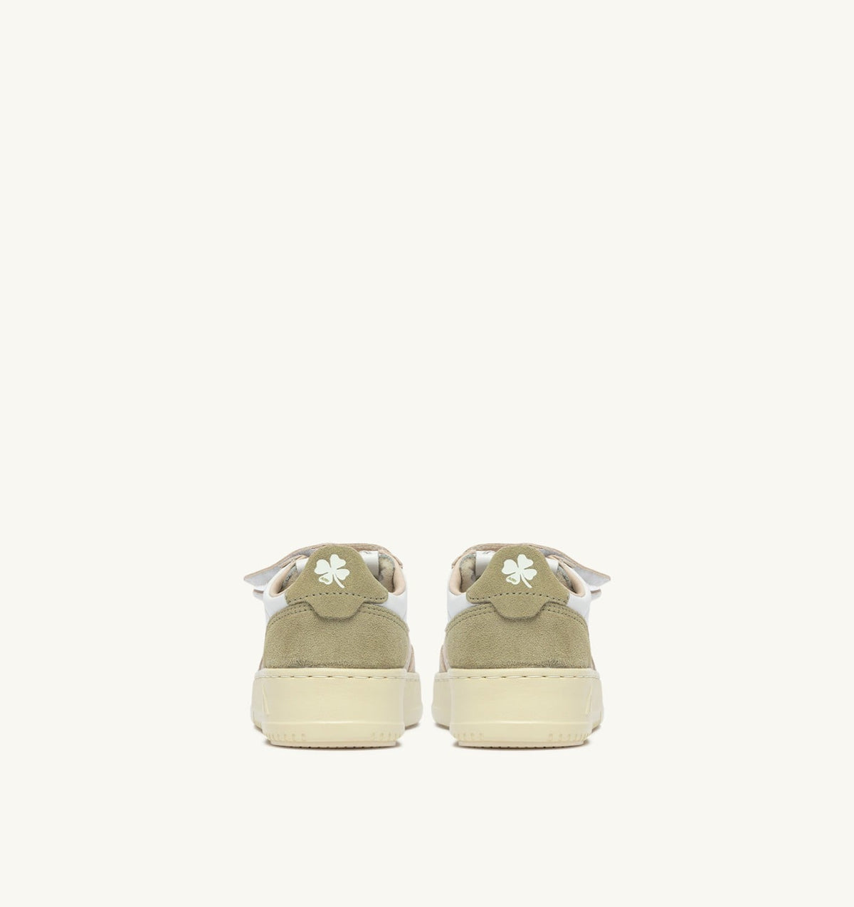 AUTRY MEDALIST KIDSTRIPES SNEAKERS IN WHITE LEATHER AND GREEN AND SAND SUEDE