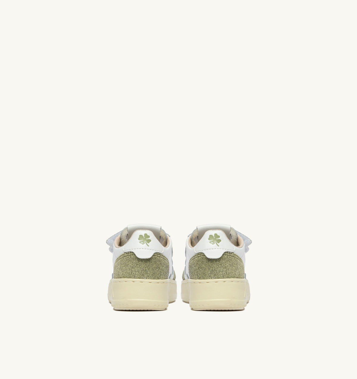 AUTRY MEDALIST KIDSTRIPES SNEAKERS IN WHITE LEATHER AND GLITTER SAGE LEATHER