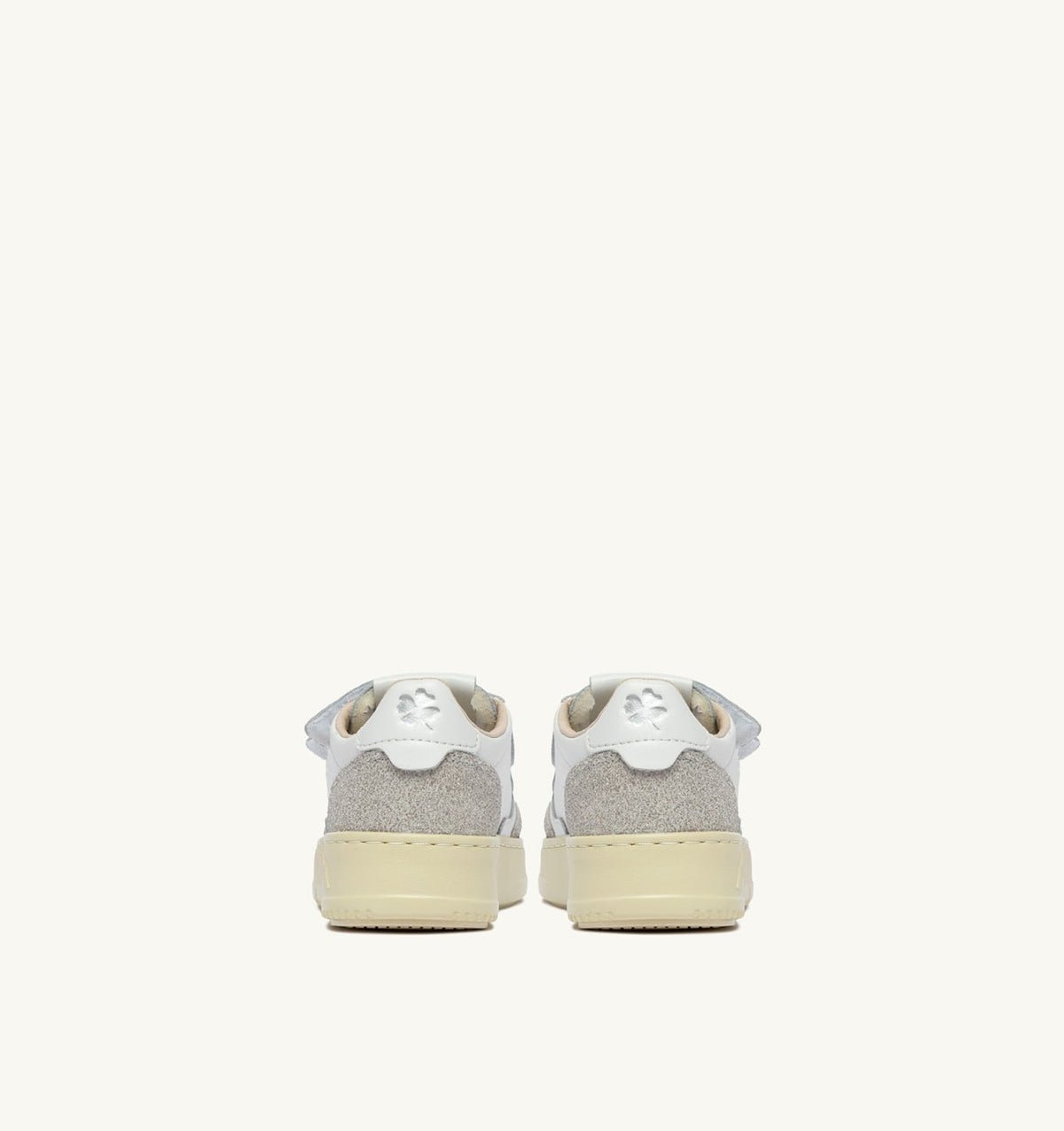 AUTRY MEDALIST KIDSTRIPES SNEAKERS IN WHITE LEATHER AND GLITTER GRAY LEATHER